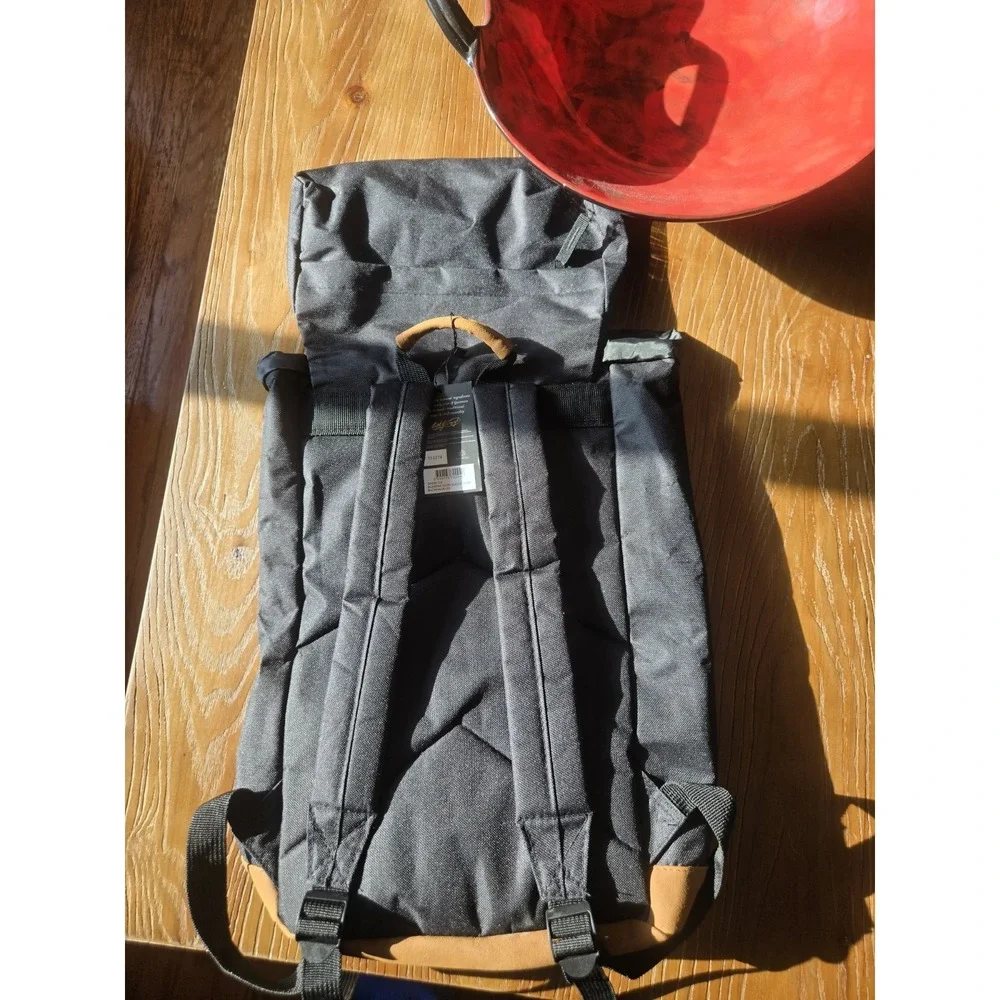 NWT Guinness Black Roll Top Backpack Brown Suede Base Laptop Travel Bag OS